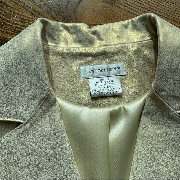 Newport News Leather Genuine Leather Vintage Gold Shimmer Jacket Size 14 - Picture 6 of 6